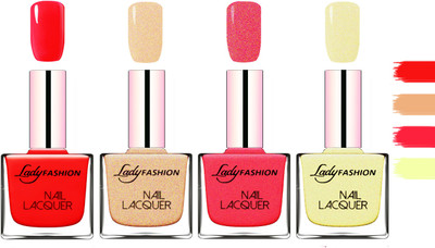 Lady Fashion Extra Shine Extra Long Stay Chip Resistant Nail Polish Bright Red,Beach Nude,Bright Pink,Mettalic Gold(Pack of 4)
Lady Fashion Extra Shine Extra Long Stay Chip Resistant Nail Polish Bright Red,Beach Nude,Bright Pink,Mettalic Gold(Pack of 4)