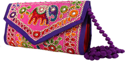 Craft Trade Women Evening/Party Pink Cotton Sling Bag