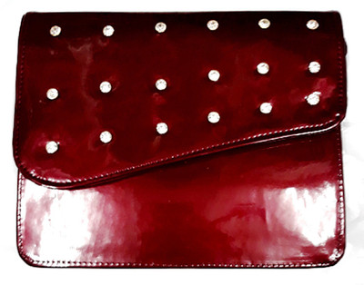 DELMA Women Casual, Evening/Party Maroon Leatherette Sling Bag