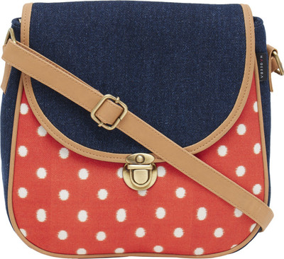 Haqeeba Women Casual Blue, Red Canvas Sling Bag