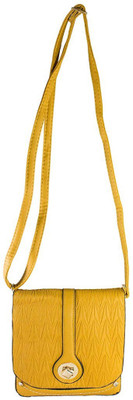 High Valley Fashion Women Casual Yellow Genuine Leather Sling Bag