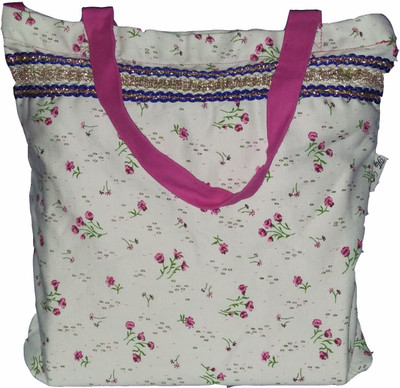 Fly Angels Women Casual White Canvas Tote