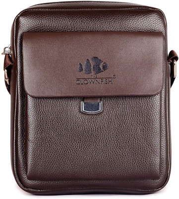 The Clownfish Men Casual, Formal Brown Leatherette Sling Bag