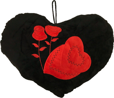 CREATIVEVILLA CUTE VALENTINE BLACK ROSE HEART STUFFED PLUSH PILLOW SOFT TOY - CVST0411 - 38 cm(Multicolor)