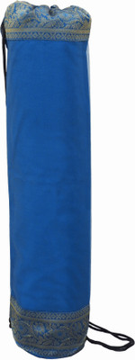 Kanyoga Polyester Blue Saree Border Printed Yoga Mat Bag- (65 x 15 cm)(L x D cm) Yoga Blocks(Blue Pack of 1)