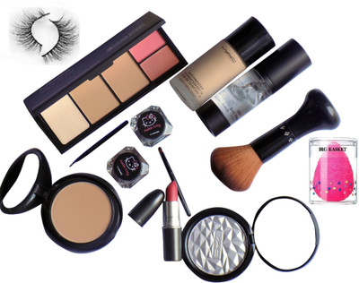big Basket sponge puff , mac match master foundation , prep+prime primer , two balm eyeliner , fit me beauty makeup illuminator , matte finish lipstick , viva glam compact+blusher , studio fix compact , makeup brush with eyelashes(Set of 10)
big Basket sponge puff , mac match master foundation , prep+prime primer , two balm eyeliner , fit me beauty makeup illuminator , matte finish lipstick , viva glam compact+blusher , studio fix compact , makeup brush with eyelashes(Set of 10)