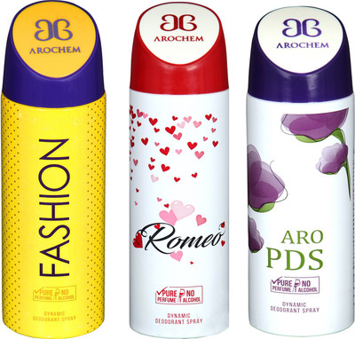 arochem FASHION & ARO PDS & ROMEO 3 PACK COMBO DYNAMIC DEODORANT SPRAY Deodorant Spray - For Men & Women(600 ml, Pack of 3)
arochem FASHION & ARO PDS & ROMEO 3 PACK COMBO DYNAMIC DEODORANT SPRAY Deodorant Spray - For Men & Women(600 ml, Pack of 3)