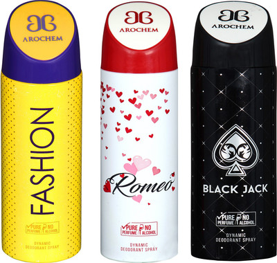 arochem FASHION & BLACK JACK & ROMEO 3 PACK COMBO DYNAMIC DEODORANT SPRAY Deodorant Spray - For Men & Women(600 ml, Pack of 3)
arochem FASHION & BLACK JACK & ROMEO 3 PACK COMBO DYNAMIC DEODORANT SPRAY Deodorant Spray - For Men & Women(600 ml, Pack of 3)