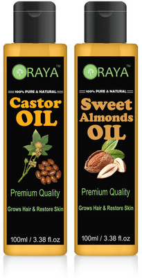 ORAYA Pure and Natural Sweet Almond Oil and Castor oil Combo pack of 2 No.100 ml Bottles(200 ml) Hair Oil (200 ml) Hair Oil(200 ml)
ORAYA Pure and Natural Sweet Almond Oil and Castor oil Combo pack of 2 No.100 ml Bottles(200 ml) Hair Oil (200 ml) Hair Oil(200 ml)