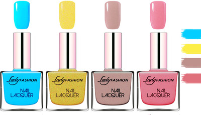 Lady fashion Extra Shine Extra Long Stay Chip Resistant Nail Polish Sky Blue,Golden,Silky Purple,Silky Pink(Pack of 4)
Lady fashion Extra Shine Extra Long Stay Chip Resistant Nail Polish Sky Blue,Golden,Silky Purple,Silky Pink(Pack of 4)