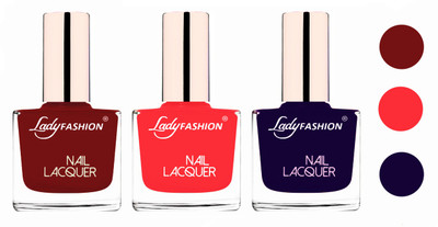 Lady Fashion Extra Shine Extra Long Stay Chip Resistant Nail Polish (set of 3) Coffee,Baby Pink,Blue(Pack of 3)
Lady Fashion Extra Shine Extra Long Stay Chip Resistant Nail Polish (set of 3) Coffee,Baby Pink,Blue(Pack of 3)