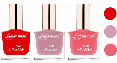 Lady Fashion Extra Shine Extra Long Stay Chip Resistant Nail Polish (Set Of 3) Bright Red,Silky Purple,Silky Pink(Pack of 3)
Lady Fashion Extra Shine Extra Long Stay Chip Resistant Nail Polish (Set Of 3) Bright Red,Silky Purple,Silky Pink(Pack of 3)