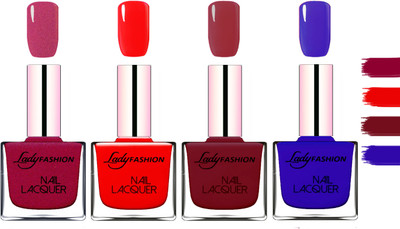 Lady Fashion Extra Shine Extra Long Stay Chip Resistant Nail Polish Maroon,Bright Red,Voilet,Blue(Pack of 4)
Lady Fashion Extra Shine Extra Long Stay Chip Resistant Nail Polish Maroon,Bright Red,Voilet,Blue(Pack of 4)
