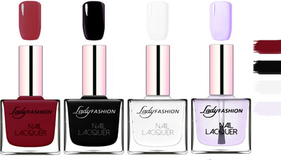Lady fashion Extra Shine Extra Long Stay Chip Resistant Nail Polish Voilet,Black,White,Top Coat(Pack of 4)
Lady fashion Extra Shine Extra Long Stay Chip Resistant Nail Polish Voilet,Black,White,Top Coat(Pack of 4)
