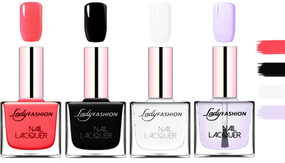 Lady Fashion Extra Shine Extra Long Stay Chip Resistant Nail Polish Baby Pink,Black,White,Top Coat(Pack of 4)
Lady Fashion Extra Shine Extra Long Stay Chip Resistant Nail Polish Baby Pink,Black,White,Top Coat(Pack of 4)