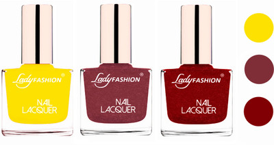 Lady Fashion Extra Shine Extra Long Stay Chip Resistant Nail Polish (Set Of 3) Yellow,Mauve,Red(Pack of 3)
Lady Fashion Extra Shine Extra Long Stay Chip Resistant Nail Polish (Set Of 3) Yellow,Mauve,Red(Pack of 3)
