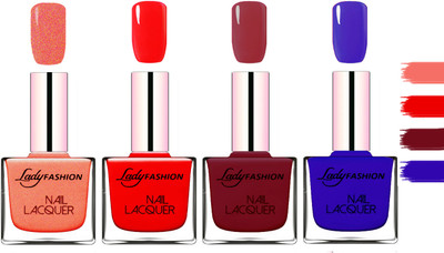 Lady Fashion Extra Shine Extra Long Stay Chip Resistant Nail Polish Orange Silk,Red,Violet,Blue(Pack of 4)
Lady Fashion Extra Shine Extra Long Stay Chip Resistant Nail Polish Orange Silk,Red,Violet,Blue(Pack of 4)