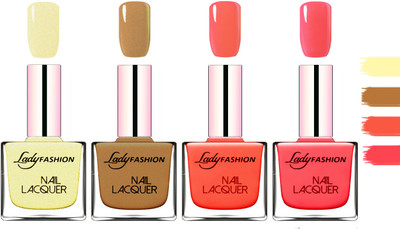 Lady Fashion Extra Shine Extra Long Stay Chip Resistant Nail Polish Mettalic Gold,Mettalic Brown,Light Orange,Baby Pink(Pack of 4)
Lady Fashion Extra Shine Extra Long Stay Chip Resistant Nail Polish Mettalic Gold,Mettalic Brown,Light Orange,Baby Pink(Pack of 4)