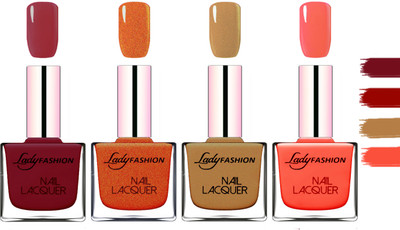 Lady fashion Extra Shine Extra Long Stay Chip Resistant Nail Polish Voilet,Copper,Mettalic Brown,Light Orange(Pack of 4)
Lady fashion Extra Shine Extra Long Stay Chip Resistant Nail Polish Voilet,Copper,Mettalic Brown,Light Orange(Pack of 4)