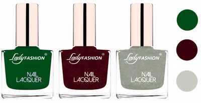 Lady Fashion Extra Shine Extra Long Stay Chip Resistant Nail Polish (Set Of 3) Dark Green,Maroon,Grey(Pack of 3)
Lady Fashion Extra Shine Extra Long Stay Chip Resistant Nail Polish (Set Of 3) Dark Green,Maroon,Grey(Pack of 3)