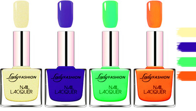 Lady Fashion Extra Shine Extra Long Stay Chip Resistant Nail Polish Mettalic Gold,Blue,Light Green,Juice Orange(Pack of 4)
Lady Fashion Extra Shine Extra Long Stay Chip Resistant Nail Polish Mettalic Gold,Blue,Light Green,Juice Orange(Pack of 4)