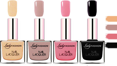 Lady Fashion Extra Shine Extra Long Stay Chip Resistant Nail Polish Beach Nude,Silky Purple,Silky Pink,Black(Pack of 4)
Lady Fashion Extra Shine Extra Long Stay Chip Resistant Nail Polish Beach Nude,Silky Purple,Silky Pink,Black(Pack of 4)