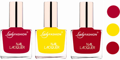 Lady Fashion Extra Shine Extra Long Stay Chip Resistant Nail Polish (set of 3) Pink,Yellow,Dark Red(Pack of 3)
Lady Fashion Extra Shine Extra Long Stay Chip Resistant Nail Polish (set of 3) Pink,Yellow,Dark Red(Pack of 3)