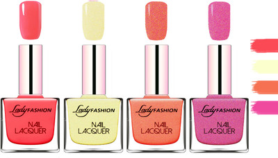 Lady Fashion Extra Shine Extra Long Stay Chip Resistant Nail Polish Baby Pink,Mettalic Gold,Orange Silk,Abricoat Rose(Pack of 4)
Lady Fashion Extra Shine Extra Long Stay Chip Resistant Nail Polish Baby Pink,Mettalic Gold,Orange Silk,Abricoat Rose(Pack of 4)