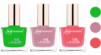 Lady Fashion Extra Shine Extra Long Stay Chip Resistant Nail Polish (Set Of 3) Light Green,Silky Purple,Silky Pink(Pack of 3)
Lady Fashion Extra Shine Extra Long Stay Chip Resistant Nail Polish (Set Of 3) Light Green,Silky Purple,Silky Pink(Pack of 3)