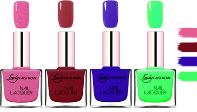 Lady Fashion Extra Shine Extra Long Stay Chip Resistant Nail Polish Abricoat Rose,Violet,Blue,Light Green(Pack of 4)
Lady Fashion Extra Shine Extra Long Stay Chip Resistant Nail Polish Abricoat Rose,Violet,Blue,Light Green(Pack of 4)