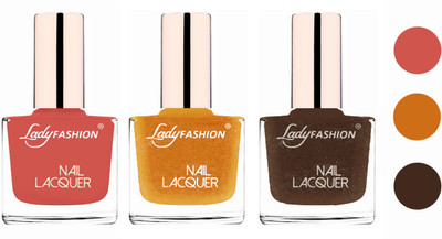 Lady Fashion Extra Shine Extra Long Stay Chip Resistant Nail Polish (set of 3) Nude,Abricoat Rose,Mettalic Brown(Pack of 3)
Lady Fashion Extra Shine Extra Long Stay Chip Resistant Nail Polish (set of 3) Nude,Abricoat Rose,Mettalic Brown(Pack of 3)