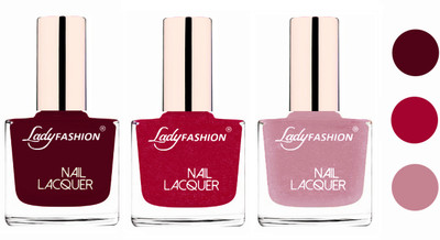 Lady Fashion Extra Shine Extra Long Stay Chip Resistant Nail Polish (set of 3) Maroon,Bright Pink,Silky Purple(Pack of 3)
Lady Fashion Extra Shine Extra Long Stay Chip Resistant Nail Polish (set of 3) Maroon,Bright Pink,Silky Purple(Pack of 3)