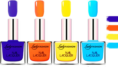 Lady fashion Extra Shine Extra Long Stay Chip Resistant Nail Polish Blue,Juicy Orange,Yellow,Sky Blue(Pack of 4)
Lady fashion Extra Shine Extra Long Stay Chip Resistant Nail Polish Blue,Juicy Orange,Yellow,Sky Blue(Pack of 4)