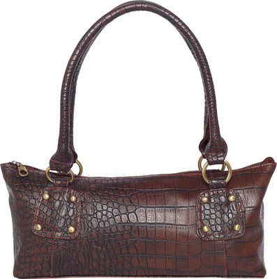 TARUSA Women Casual Brown Genuine Leather Hand-held Bag