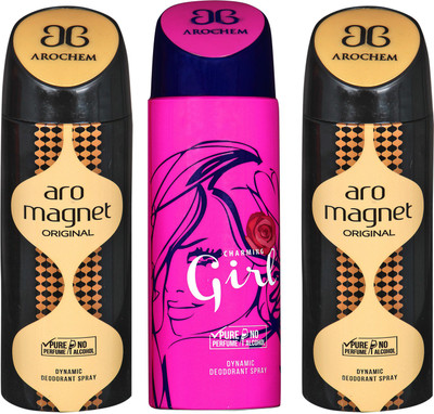 arochem ARO MAGNET -2 & CHARMING GIRL 3 PACK COMBO DYNAMIC DEODORANT SPRAY Deodorant Spray - For Men & Women(600 ml, Pack of 3)
arochem ARO MAGNET -2 & CHARMING GIRL 3 PACK COMBO DYNAMIC DEODORANT SPRAY Deodorant Spray - For Men & Women(600 ml, Pack of 3)