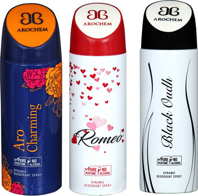 Arochem Aro Charming & Romeo & Black Oudh Combo Pack Dynamic Deodorant Spray Deodorant Spray - For Men & Women(600 ml, Pack of 3)
Arochem Aro Charming & Romeo & Black Oudh Combo Pack Dynamic Deodorant Spray Deodorant Spray - For Men & Women(600 ml, Pack of 3)