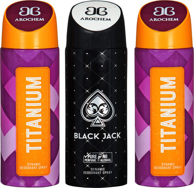 arochem TITANIUM-2 & BLACK JACK 3 PACK COMBO DYNAMIC DEODORANT SPRAY Deodorant Spray - For Men & Women(600 ml, Pack of 3)
arochem TITANIUM-2 & BLACK JACK 3 PACK COMBO DYNAMIC DEODORANT SPRAY Deodorant Spray - For Men & Women(600 ml, Pack of 3)