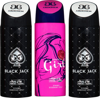 arochem BLACK JACK-2 AND GIRL 3 PACK COMBO DYNAMIC DEODORANT SPRAY Deodorant Spray - For Men & Women(600 ml, Pack of 3)
arochem BLACK JACK-2 AND GIRL 3 PACK COMBO DYNAMIC DEODORANT SPRAY Deodorant Spray - For Men & Women(600 ml, Pack of 3)