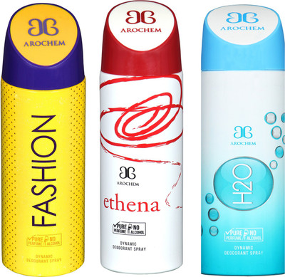 arochem FASHION & H2O & ETHENA 3 PACK COMBO DYNAMIC DEODORANT SPRAY Deodorant Spray - For Men & Women(600 ml, Pack of 3)
arochem FASHION & H2O & ETHENA 3 PACK COMBO DYNAMIC DEODORANT SPRAY Deodorant Spray - For Men & Women(600 ml, Pack of 3)