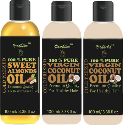 Vadhika 100 % Pure & Natural Sweet Almonds oil & Coconut oil Combo Of 3 100 Ml Bottles(300 Ml) Hair Oil(300 ml)
Vadhika 100 % Pure & Natural Sweet Almonds oil & Coconut oil Combo Of 3 100 Ml Bottles(300 Ml) Hair Oil(300 ml)