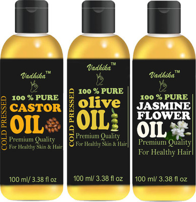 Vadhika 100% Pure Olive Oil and Jasmine Flower oil and Castor Oil Combo of 3 No.100 ml Bottles(300 ml) (300 ml) Hair Oil(300 ml)
Vadhika 100% Pure Olive Oil and Jasmine Flower oil and Castor Oil Combo of 3 No.100 ml Bottles(300 ml) (300 ml) Hair Oil(300 ml)