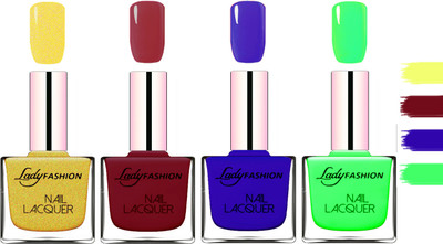 Lady Fashion Extra Shine Extra Long Stay Chip Resistant Nail Polish Golden,Violet,Blue,LightGreen(Pack of 4)
Lady Fashion Extra Shine Extra Long Stay Chip Resistant Nail Polish Golden,Violet,Blue,LightGreen(Pack of 4)