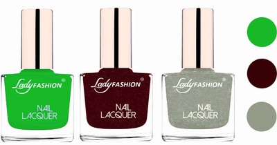 Lady Fashion Extra Shine Extra Long Stay Chip Resistant Nail Polish (Set Of 3) Light Green,Maroon,Grey(Pack of 3)
Lady Fashion Extra Shine Extra Long Stay Chip Resistant Nail Polish (Set Of 3) Light Green,Maroon,Grey(Pack of 3)