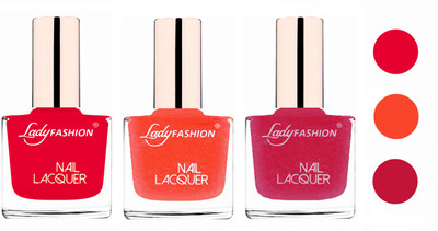 Lady Fashion Extra Shine Extra Long Stay Chip Resistant Nail Polish (set of 3) Sweet Red,Orange Silk,Abricoat Rose(Pack of 3)
Lady Fashion Extra Shine Extra Long Stay Chip Resistant Nail Polish (set of 3) Sweet Red,Orange Silk,Abricoat Rose(Pack of 3)