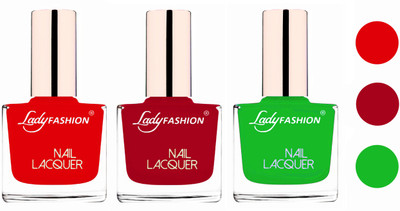 Lady Fashion Extra Shine Extra Long Stay Chip Resistant Nail Polish (Set Of 3) Bright Red,Dark Red,Light Green(Pack of 3)
Lady Fashion Extra Shine Extra Long Stay Chip Resistant Nail Polish (Set Of 3) Bright Red,Dark Red,Light Green(Pack of 3)