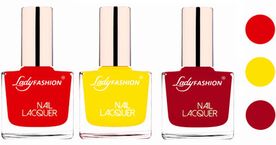 Lady Fashion Extra Shine Extra Long Stay Chip Resistant Nail Polish (Set Of 3) Bright Red,Yellow,Dark Red(Pack of 3)
Lady Fashion Extra Shine Extra Long Stay Chip Resistant Nail Polish (Set Of 3) Bright Red,Yellow,Dark Red(Pack of 3)