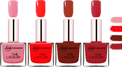 Lady Fashion Extra Shine Extra Long Stay Chip Resistant Nail Polish Silkyn Pink,Juice Red,Coffee,Dark Red(Pack of 4)
Lady Fashion Extra Shine Extra Long Stay Chip Resistant Nail Polish Silkyn Pink,Juice Red,Coffee,Dark Red(Pack of 4)