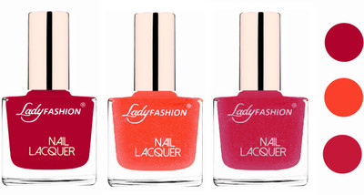 Lady Fashion Extra Shine Extra Long Stay Chip Resistant Nail Polish (Set Of 3) Pink,Orange Silk,Abricoat Rose(Pack of 3)
Lady Fashion Extra Shine Extra Long Stay Chip Resistant Nail Polish (Set Of 3) Pink,Orange Silk,Abricoat Rose(Pack of 3)