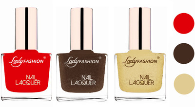 Lady Fashion Extra Shine Extra Long Stay Chip Resistant Nail Polish (Set Of 3) Bright Red,Mettalic Brown,Mettalic Gold(Pack of 3)
Lady Fashion Extra Shine Extra Long Stay Chip Resistant Nail Polish (Set Of 3) Bright Red,Mettalic Brown,Mettalic Gold(Pack of 3)