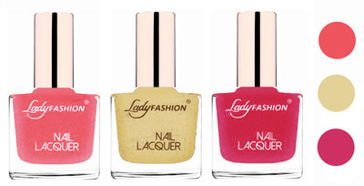 Lady Fashion Extra Shine Extra Long Stay Chip Resistant Nail Polish (Set Of 3) Silky Pink,Mettalic Gold,Mettalic Pink(Pack of 3)
Lady Fashion Extra Shine Extra Long Stay Chip Resistant Nail Polish (Set Of 3) Silky Pink,Mettalic Gold,Mettalic Pink(Pack of 3)